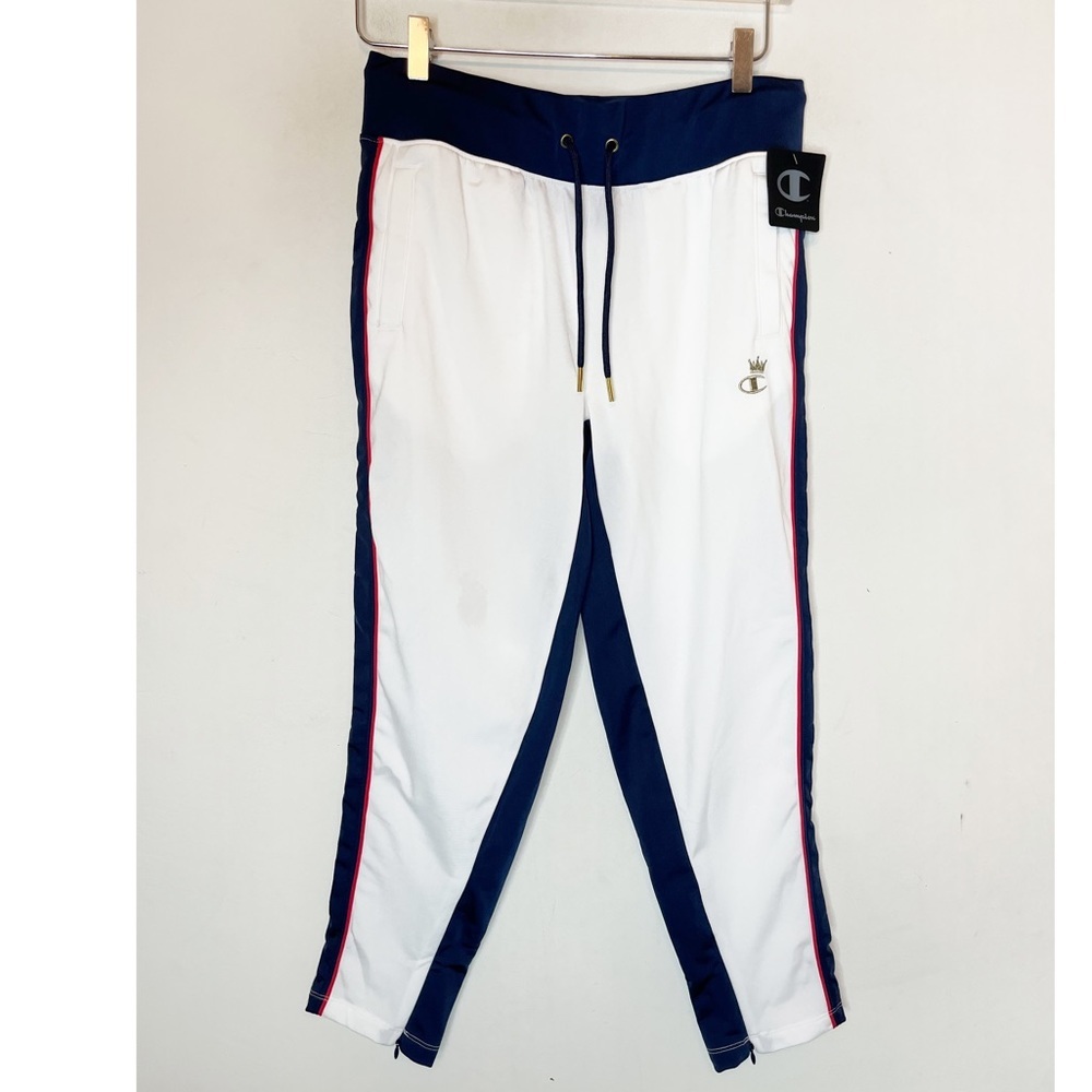 Champion Women's Slim White with Navy Red Stripe Pants